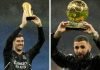 Benzema y Courtois ofrecieron Balón de Oro y Trofeo Yashin al público del Bernabéu