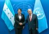 Presidenta hondureña se reúne con el Secretario General de la ONU
