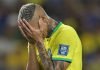 Richarlison anuncia que buscará ayuda psicológica tras llorar por ser sustituido en partido de Brasil ante Perú