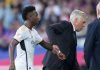 Carlo Ancelotti se cansó: “Nunca he encontrado un jugador tan perseguido como Vinicius”