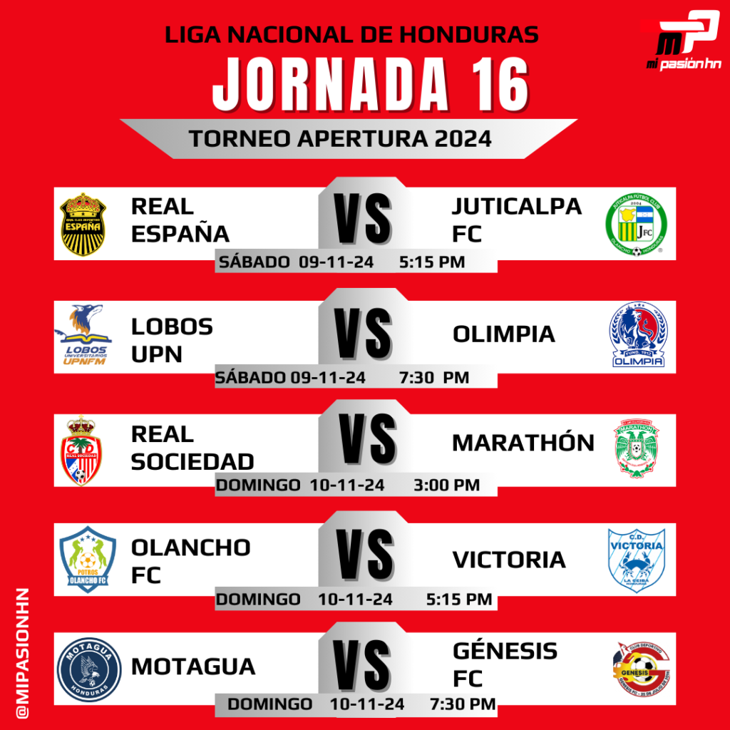 La jornada 16 del torneo Apertura se jugará entre sábado y domingo; Todos los partidos del fin de semana