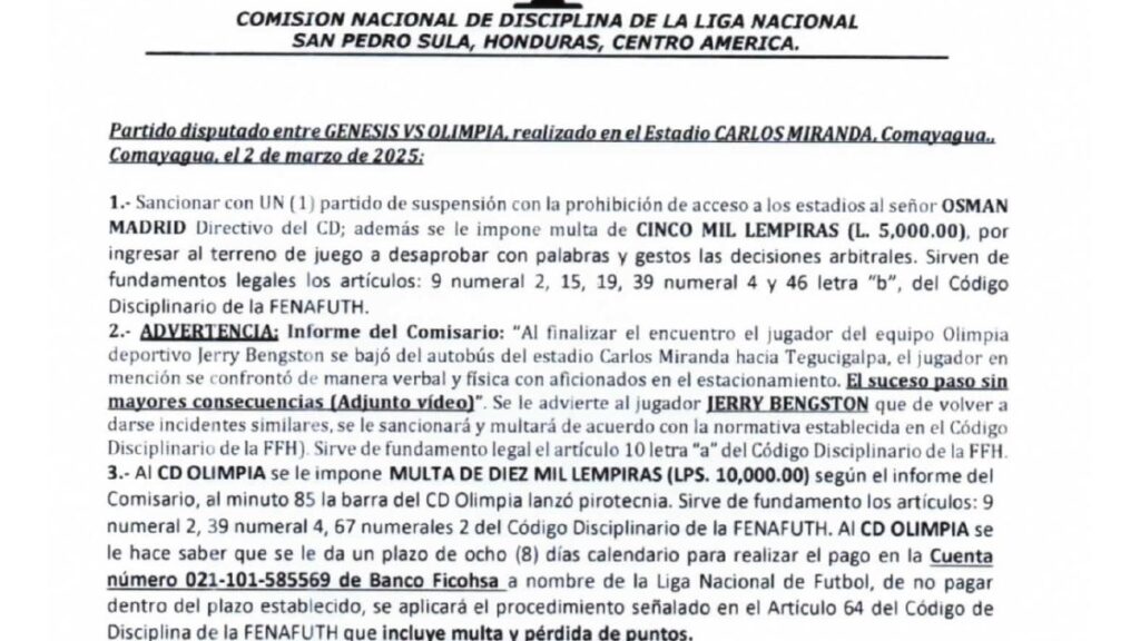 Comisión de Disciplina no castiga a Jerry Bengtson