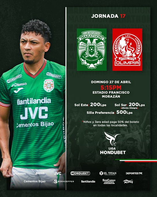 Marathón anuncia precios de entrada para partido contra Olimpia en el estadio Morazán