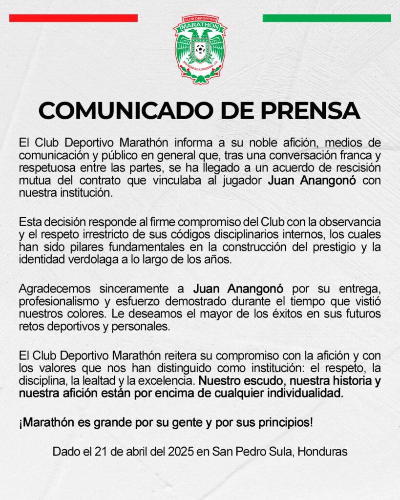 Juan Anangonó es separado de Marathón tras dar bofetada a Alexy Vega