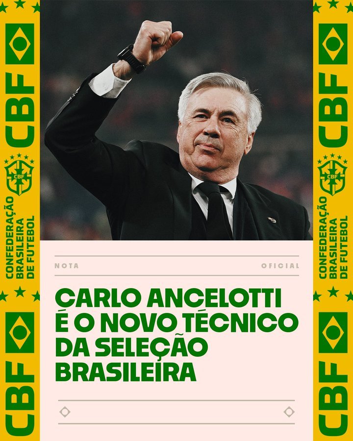 Carlo Ancelotti es nuevo entrenador de la Selección de Brasil