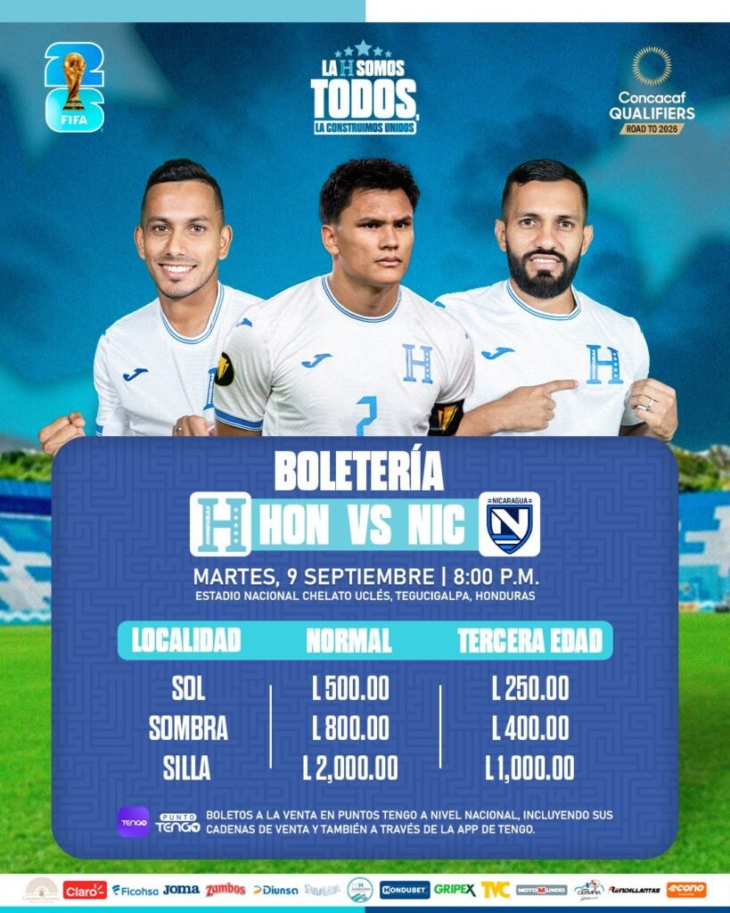 Anuncian precios de entrada para el partido eliminatorio entre Honduras y Nicaragua