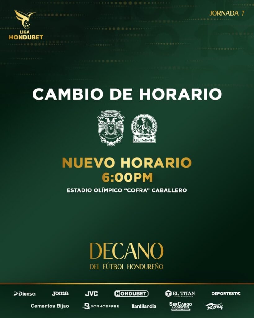 Marathón anuncia cambio de horario para el clásico ante Olimpia