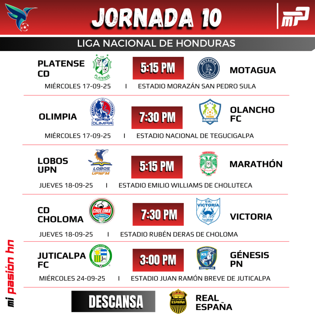 Olimpia-Olancho FC y Platense-Motagua los partidos atractivos de jornada 10 del Apertura que será a mitad de semana