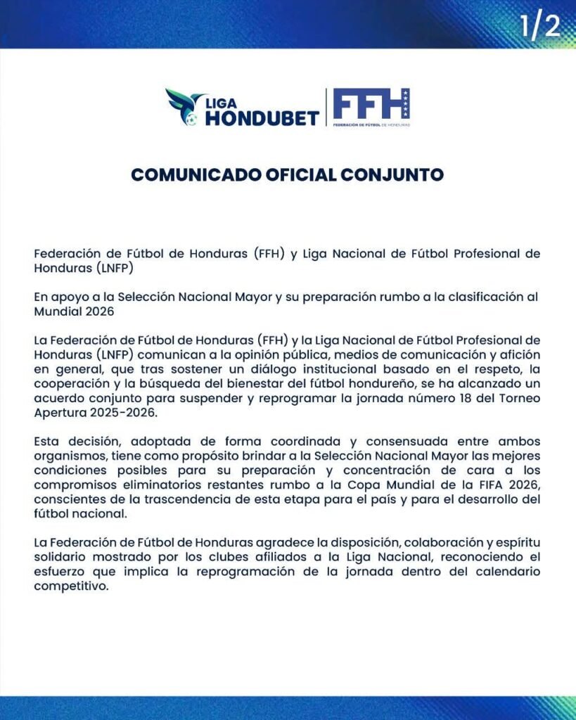 Liga Nacional suspende jornada 18 para ayudar a Selección de Honduras