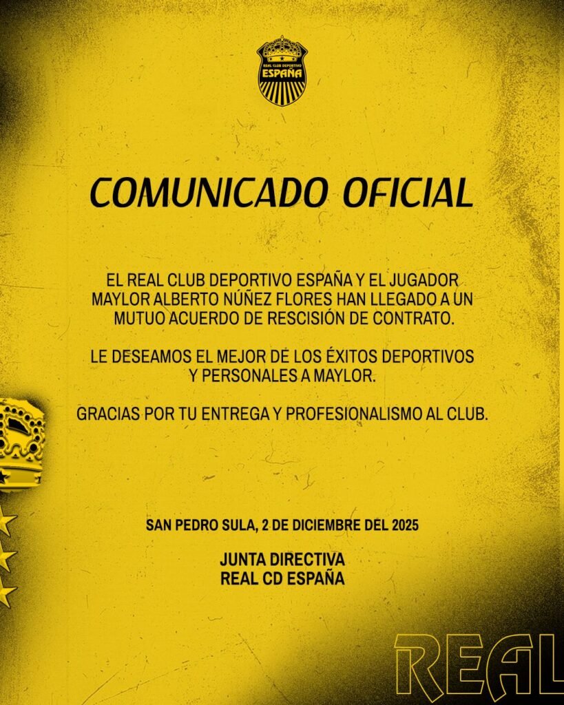 Maylor Núñez es separado del Real España
