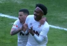 Bryan Róchez marca gol y es expulsado en partido de Leixoes SC ante Academico Viseu