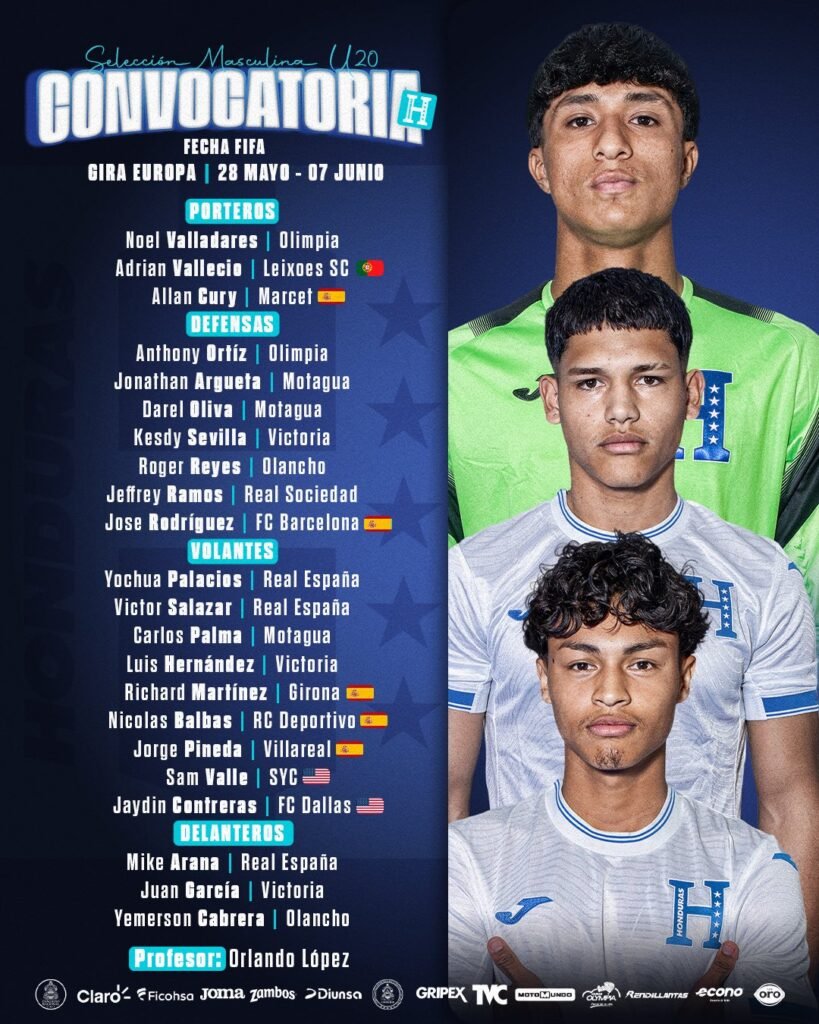 Selección Sub-20 de Honduras viajará a España para jugar amistosos contra Elche, Levante y FC Barcelona