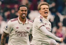 Arsenal sufre para vencer al West Ham, pero está cerca de ganar la Premier League