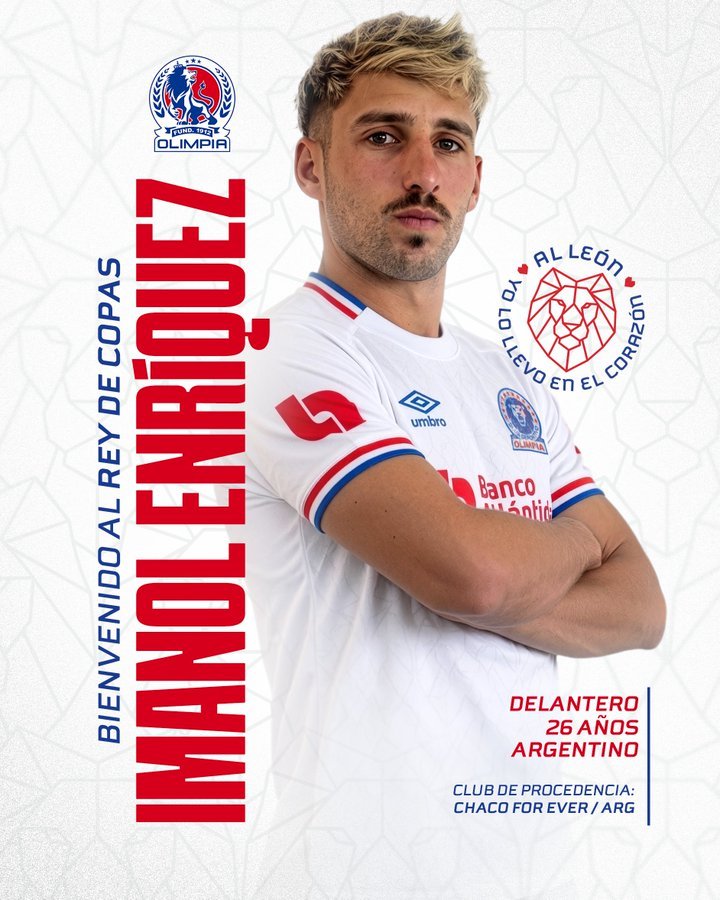 Olimpia anuncia el fichaje del delantero argentino Imanol Enríquez