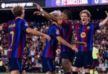 Barcelona da paliza 5-2 al Rayo Vallecano con dobletes de Raphinha y Lamine Yamal